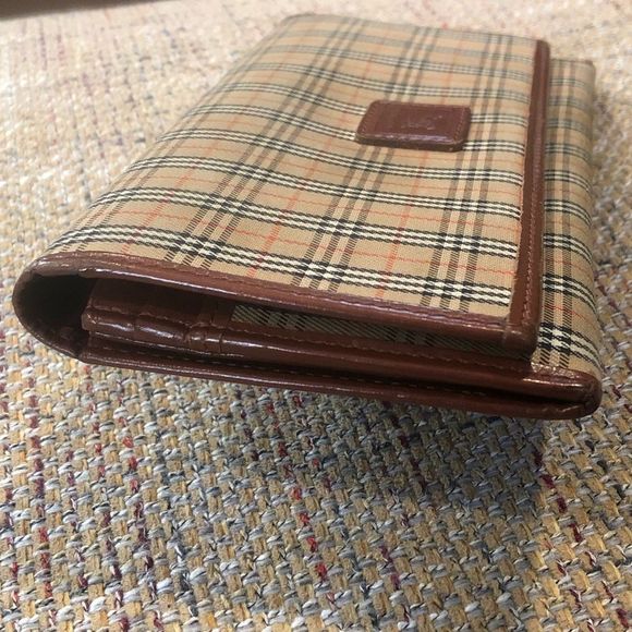 BURBERRY Nova Check Plaid Canvas Leather BiFolding Long Wallet - Picture 5 of 16